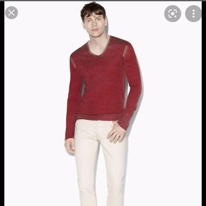 John Varvatos artisan cashmere v-neck sweater in redclay